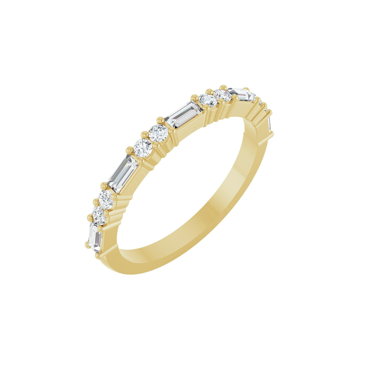 Lab-Grown Diamond Multi-Shape Half Eternity Band in 14K Gold - 14K Yellow Gold
