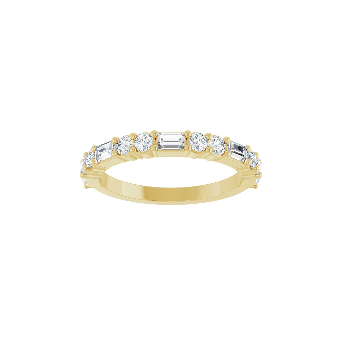 Lab-Grown Diamond Multi-Shape Half Eternity Band in 14K Gold - 14K Yellow Gold