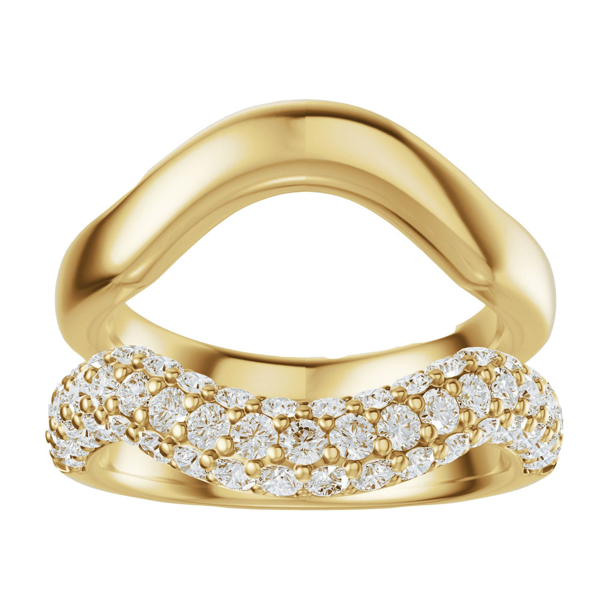 Lab-Grown Diamond Pave'-Style Accented Ring Guard in 14K Gold - 14K Yellow Gold