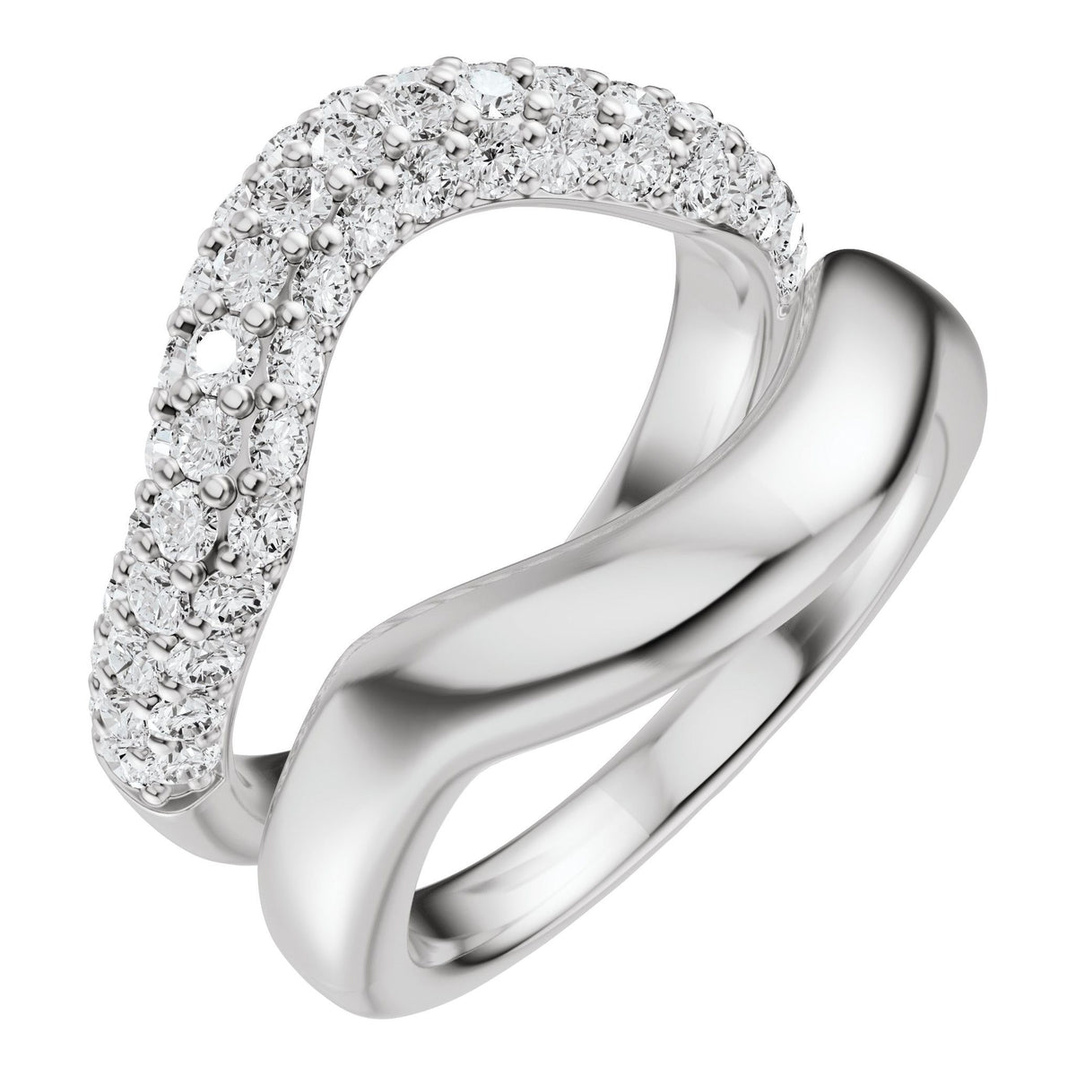 Lab-Grown Diamond Pave'-Style Accented Ring Guard in 14K Gold - 14K White Gold