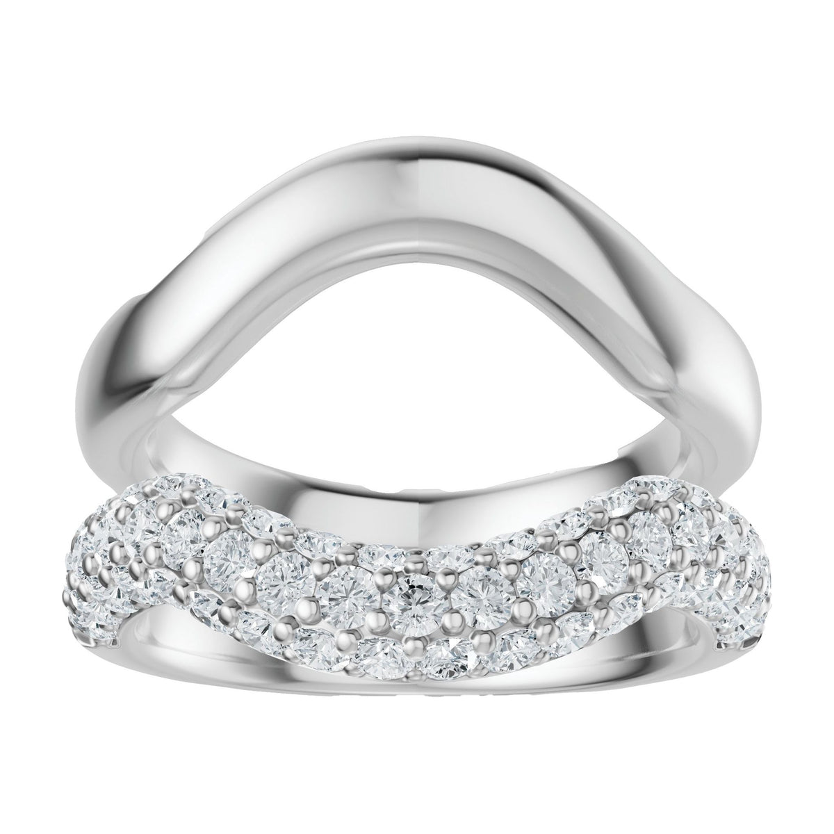 Lab-Grown Diamond Pave'-Style Accented Ring Guard in 14K Gold - 14K White Gold