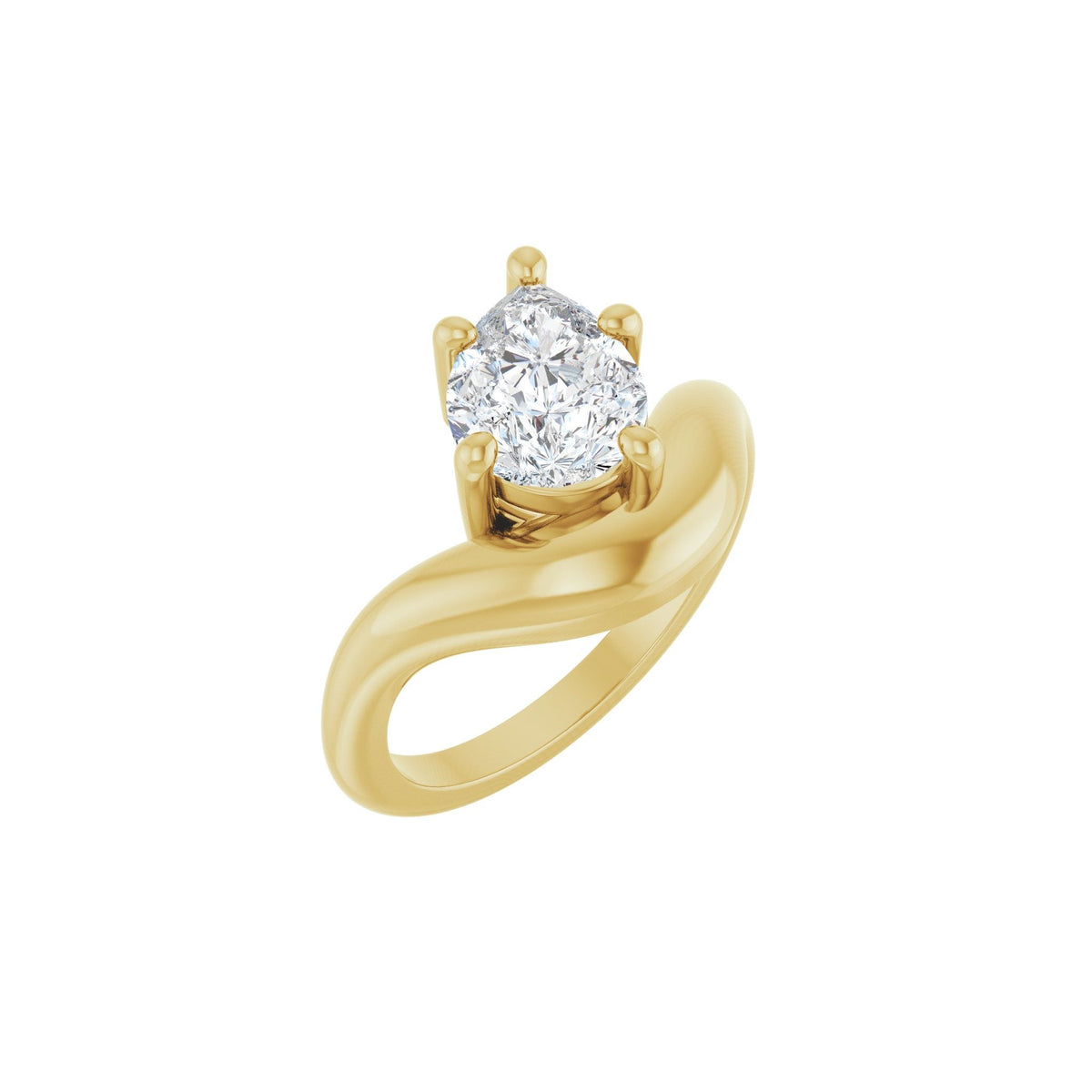 Lab-Grown Diamond Solitaire Freeform Dome Ring in 14K Gold - 14K Yellow Gold