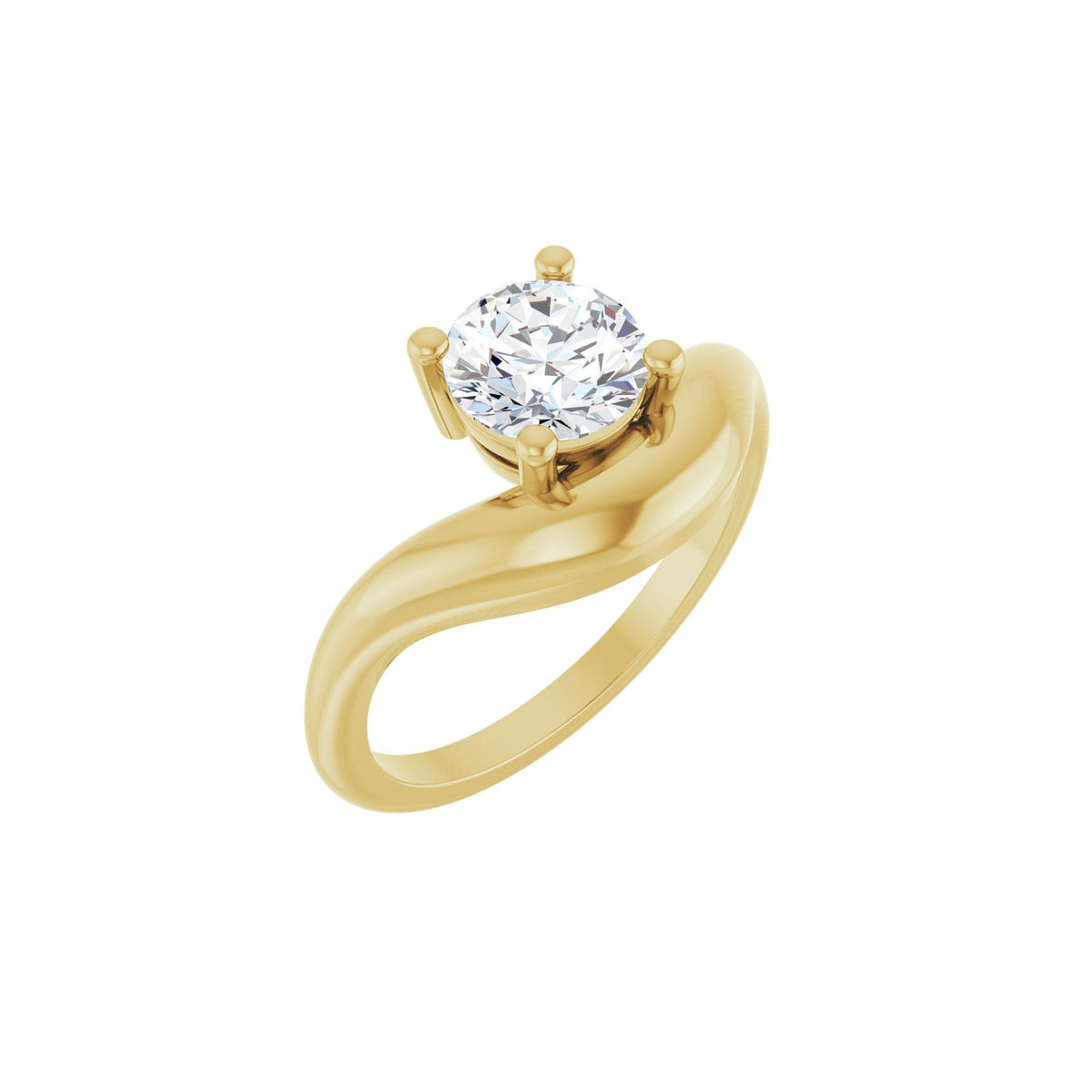 Lab-Grown Diamond Solitaire Freeform Dome Ring in 14K Gold - 14K Yellow Gold