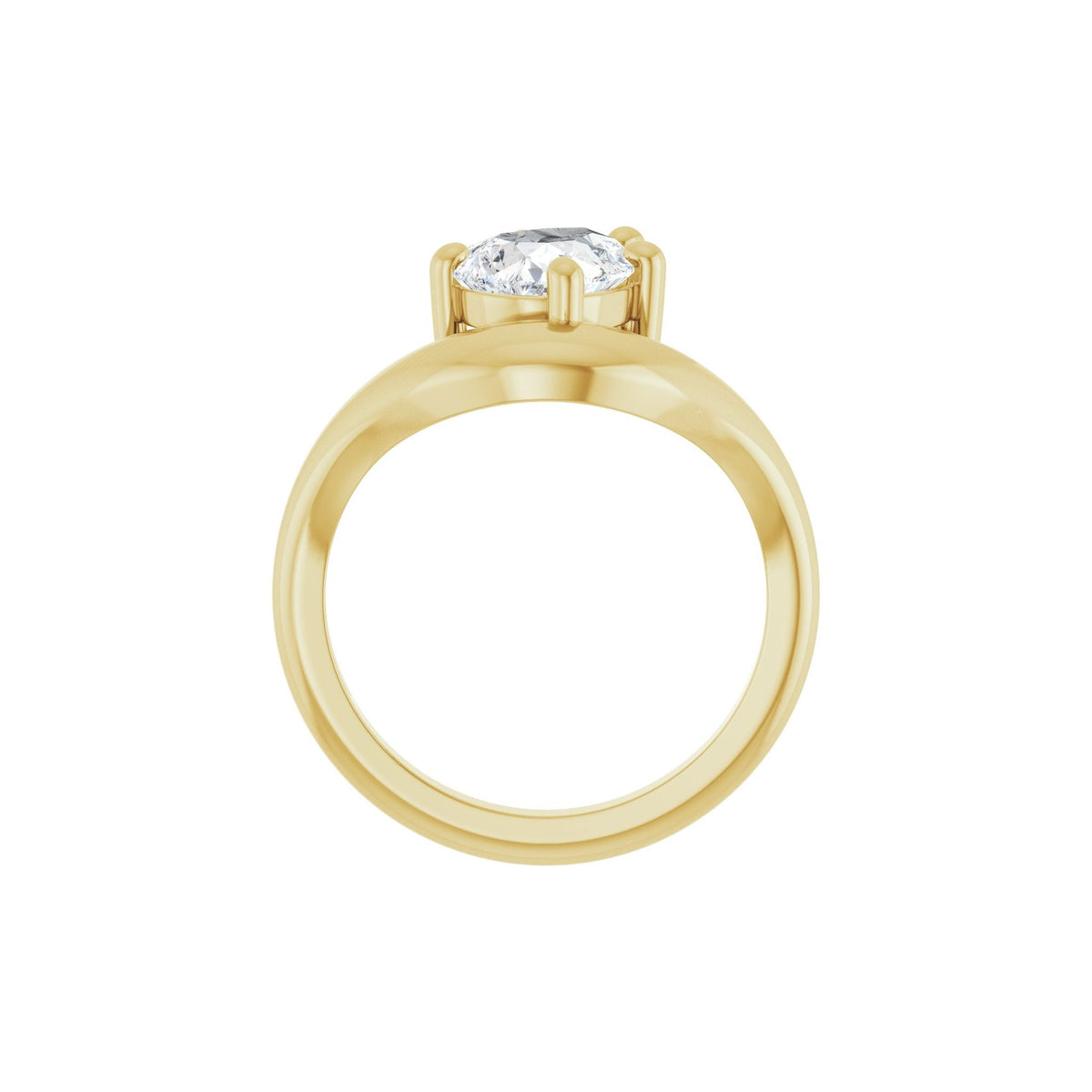 Lab-Grown Diamond Solitaire Freeform Dome Ring in 14K Gold - 14K Yellow Gold