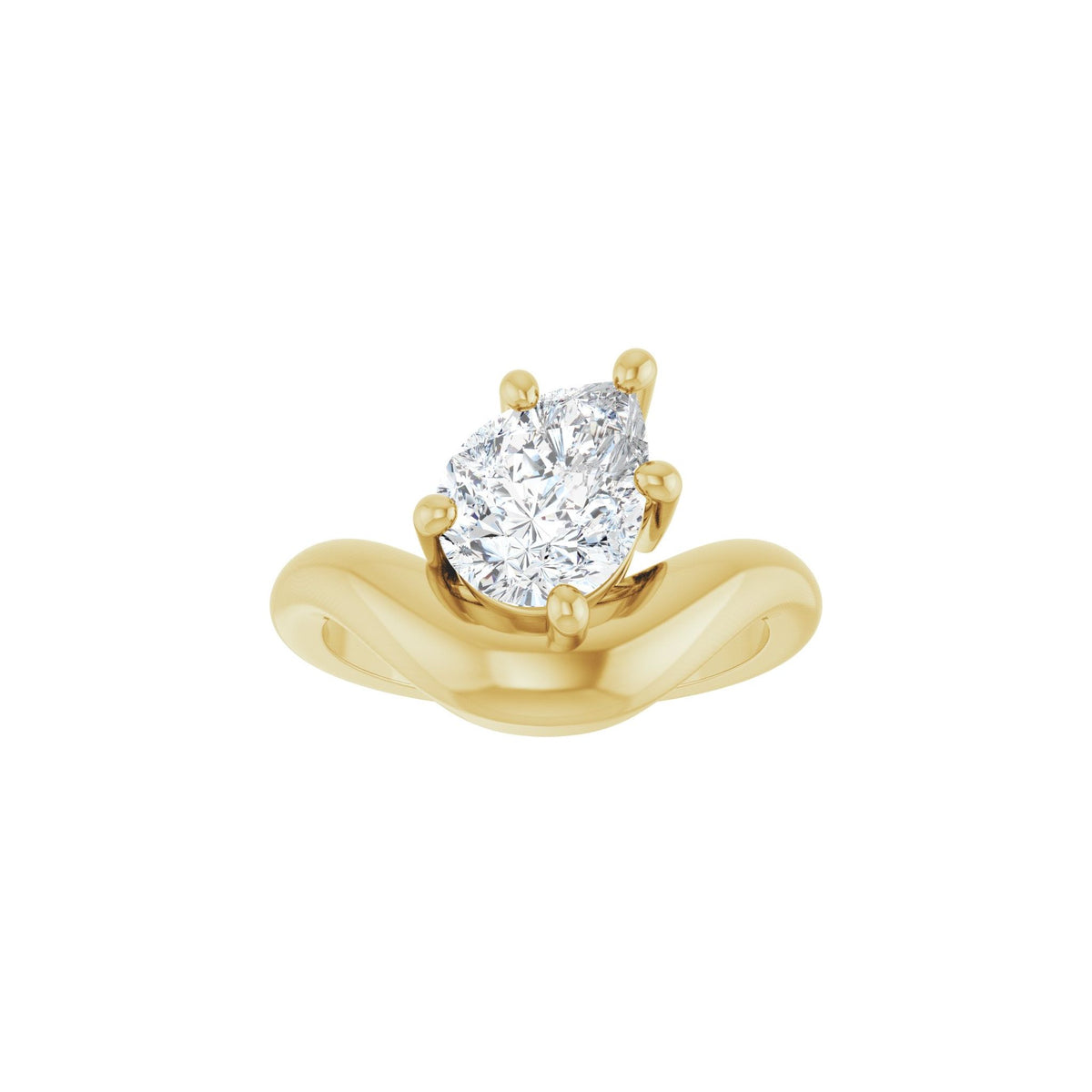 Lab-Grown Diamond Solitaire Freeform Dome Ring in 14K Gold - 14K Yellow Gold