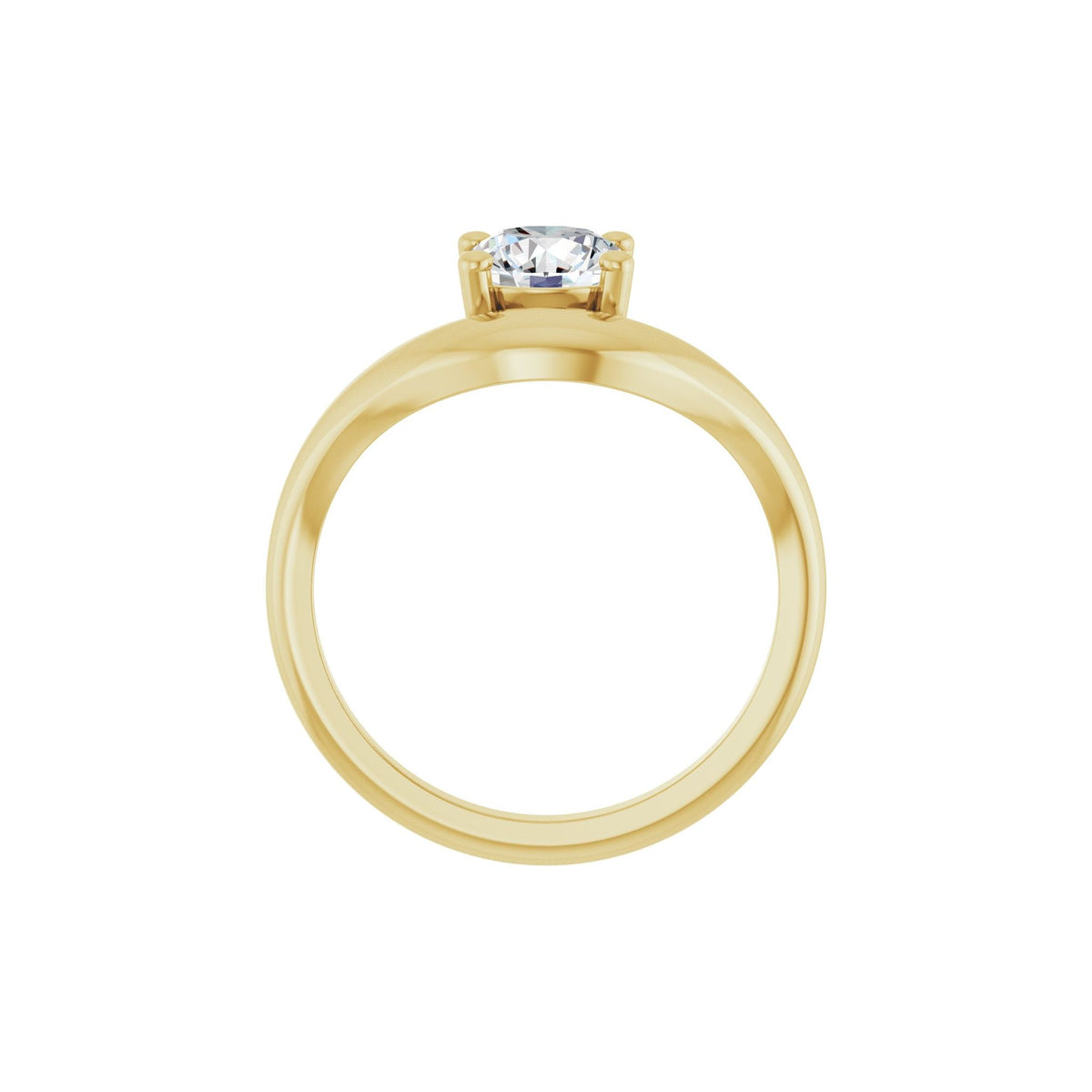 Lab-Grown Diamond Solitaire Freeform Dome Ring in 14K Gold - 14K Yellow Gold