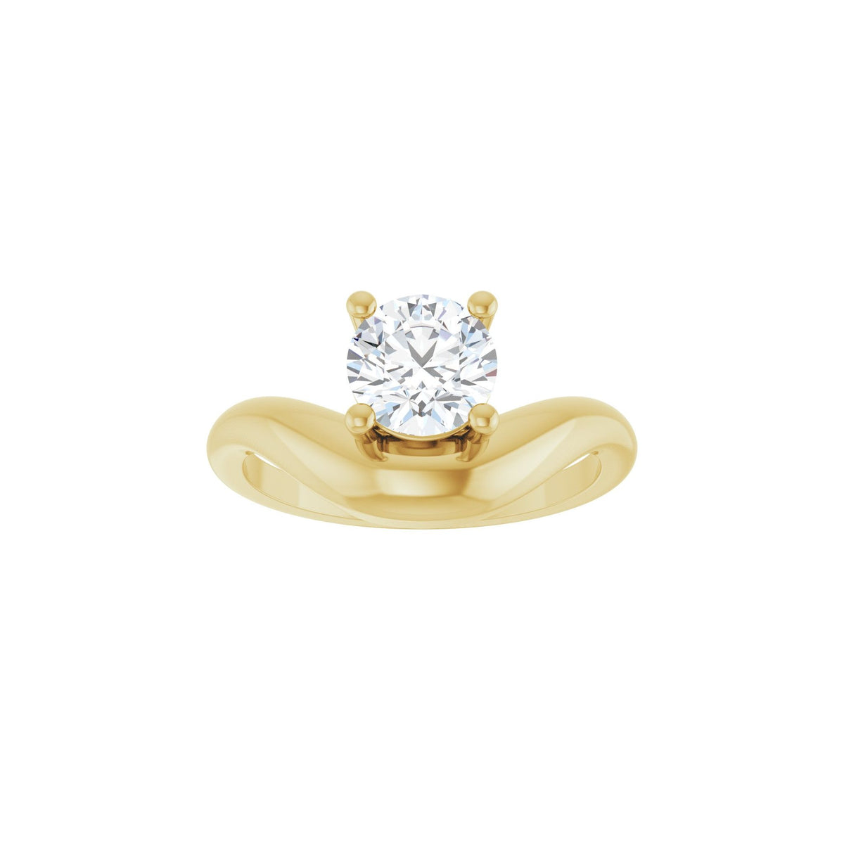 Lab-Grown Diamond Solitaire Freeform Dome Ring in 14K Gold - 14K Yellow Gold