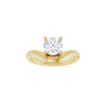 Lab-Grown Diamond Solitaire Freeform Dome Ring in 14K Gold - 14K Yellow Gold