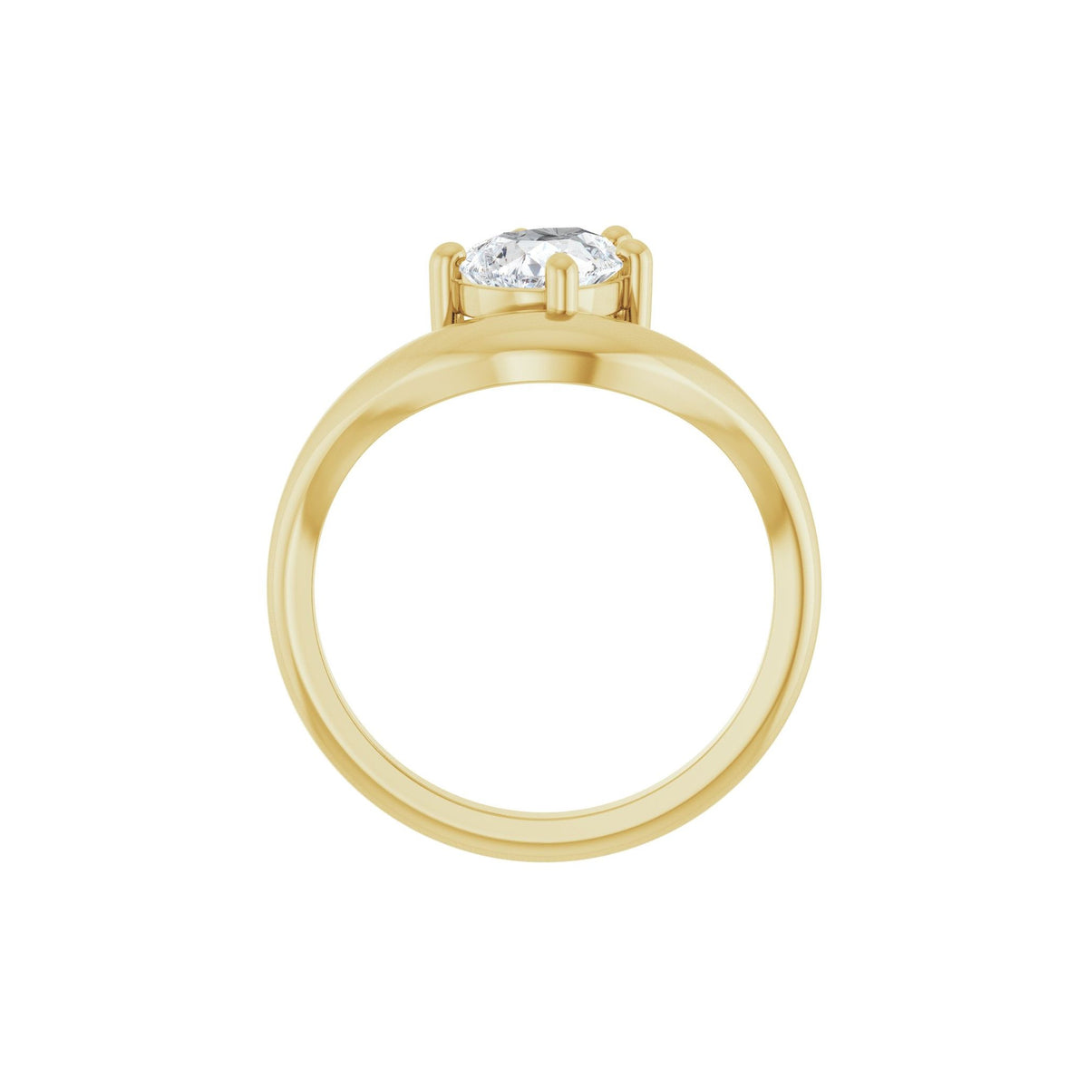 Lab-Grown Diamond Solitaire Freeform Dome Ring in 14K Gold - 14K Yellow Gold