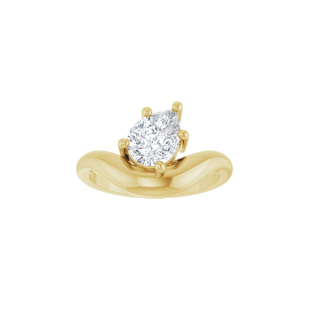 Lab-Grown Diamond Solitaire Freeform Dome Ring in 14K Gold - 14K Yellow Gold