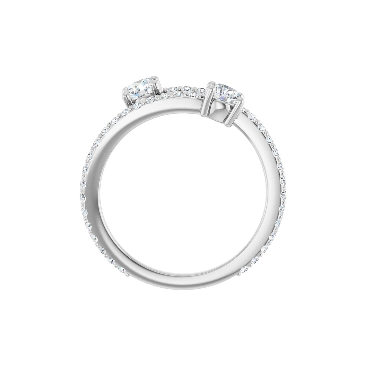 Lab-Grown Diamond Two-Stone Bypass Ring in 14K Gold - 14K White Gold