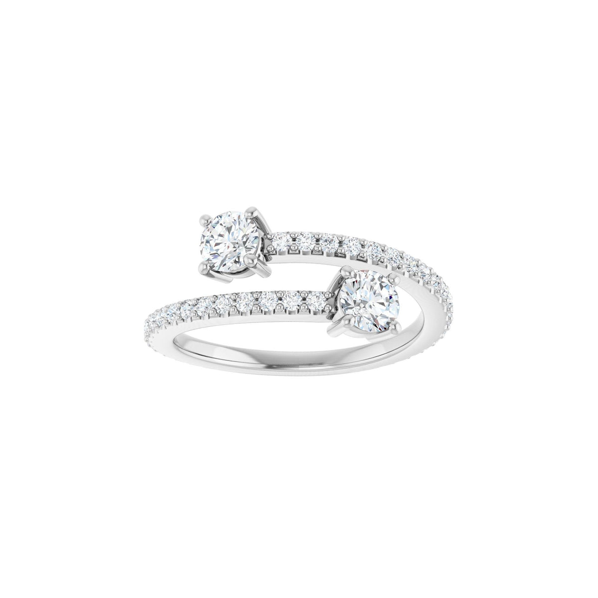 Lab-Grown Diamond Two-Stone Bypass Ring in 14K Gold - 14K White Gold