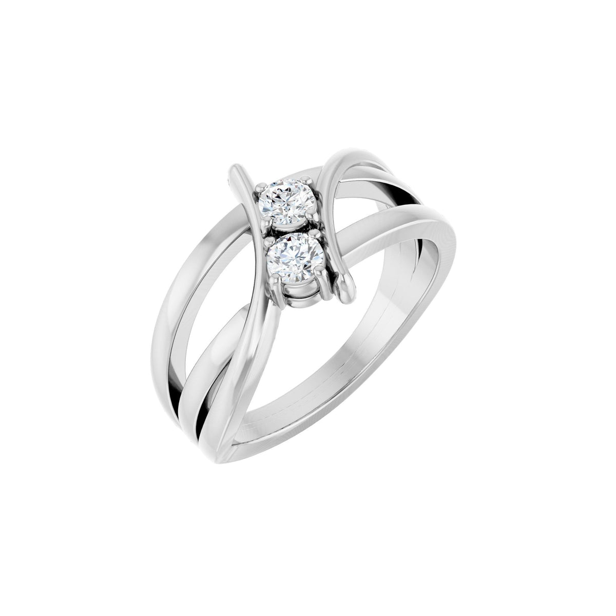 Lab-Grown Diamond Two-Stone Ring in 14K Gold - 14K White Gold