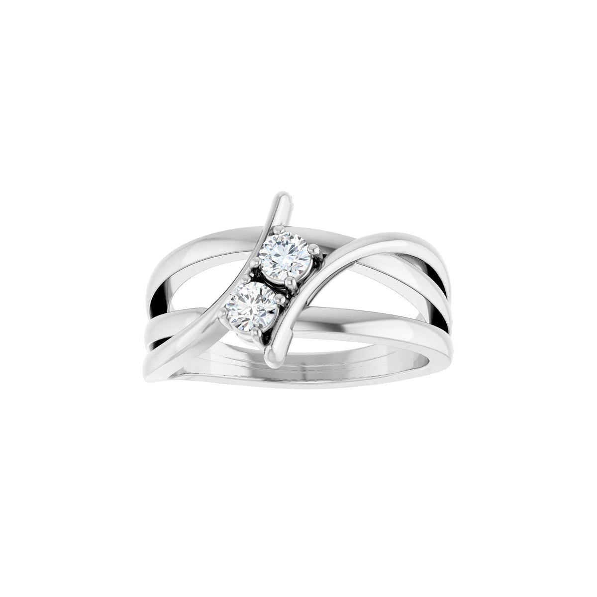 Lab-Grown Diamond Two-Stone Ring in 14K Gold - 14K White Gold
