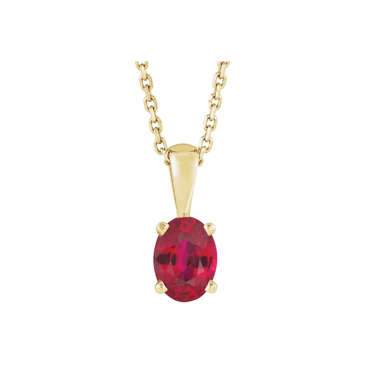 Lab-Grown Ruby 16-18" Necklace in 14K Yellow Gold - 14K Yellow Gold