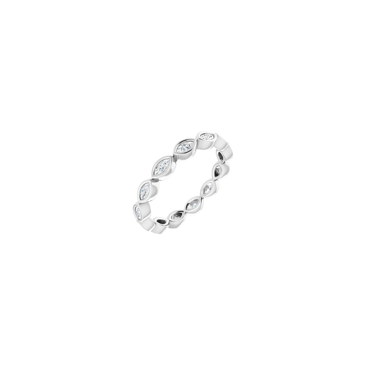 Marquise Diamond Bezel-Set Eternity Band in 14K Gold - 14K White Gold