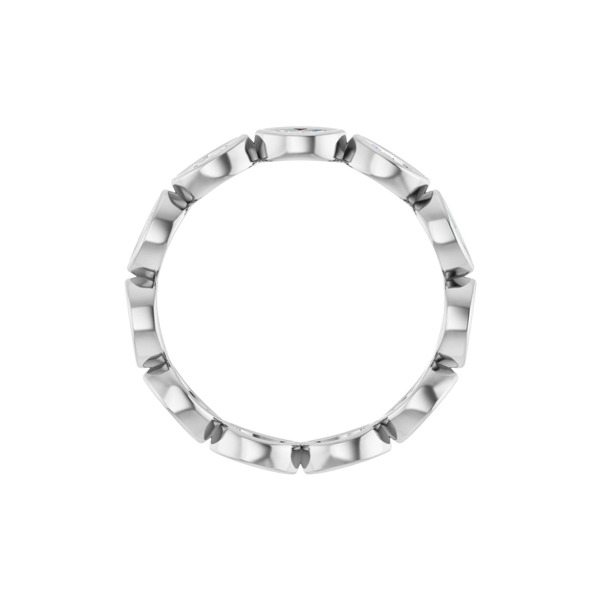 Marquise Diamond Bezel-Set Eternity Band in 14K Gold - 14K White Gold