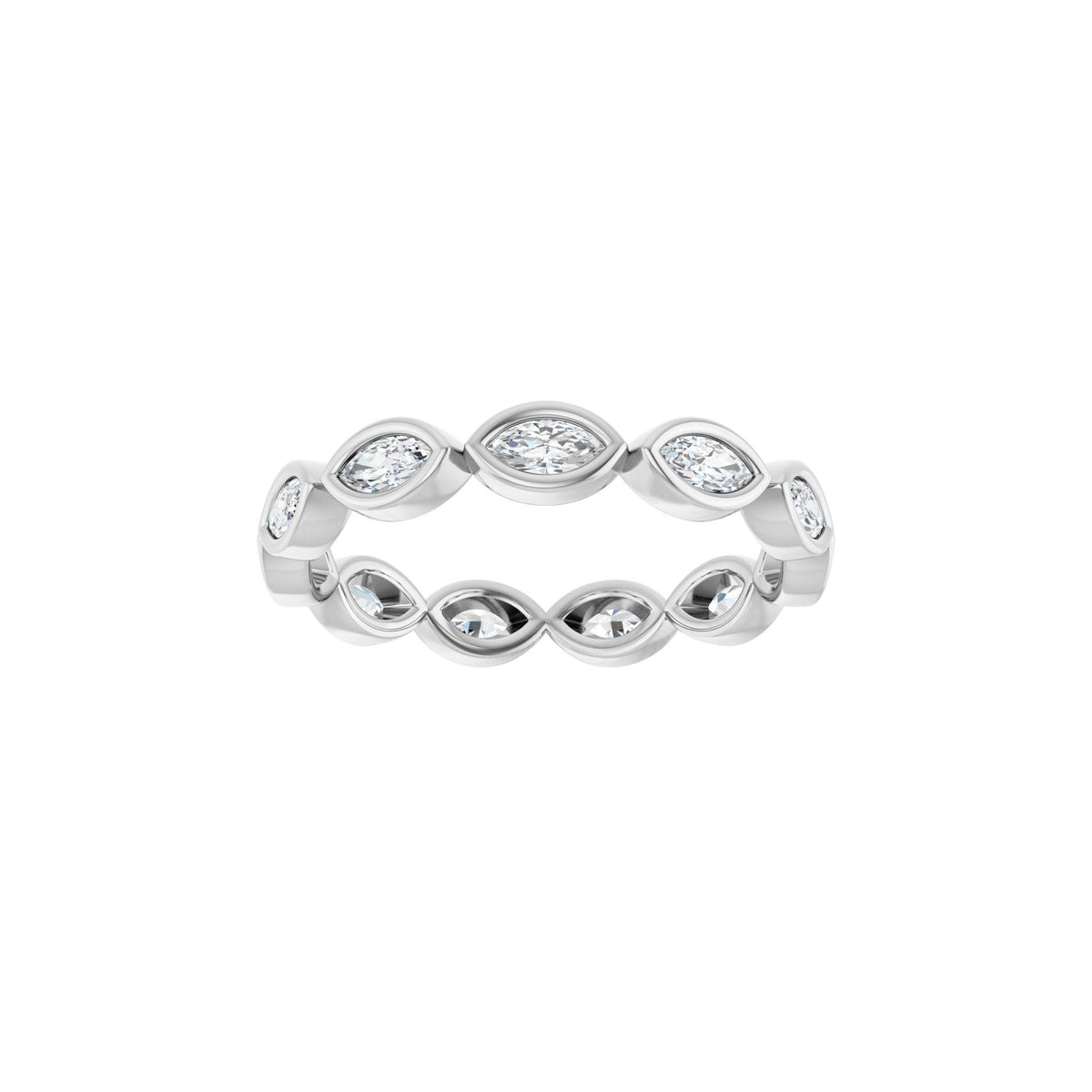 Marquise Diamond Bezel-Set Eternity Band in 14K Gold - 14K White Gold