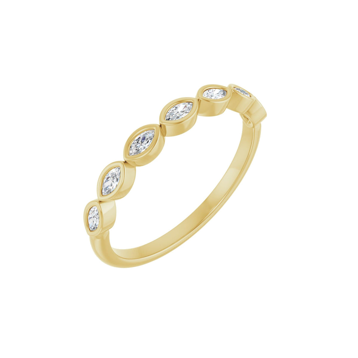 Marquise Lab-Grown Diamond Bezel-Set Half Eternity Band in 14K Gold - 14K Yellow Gold