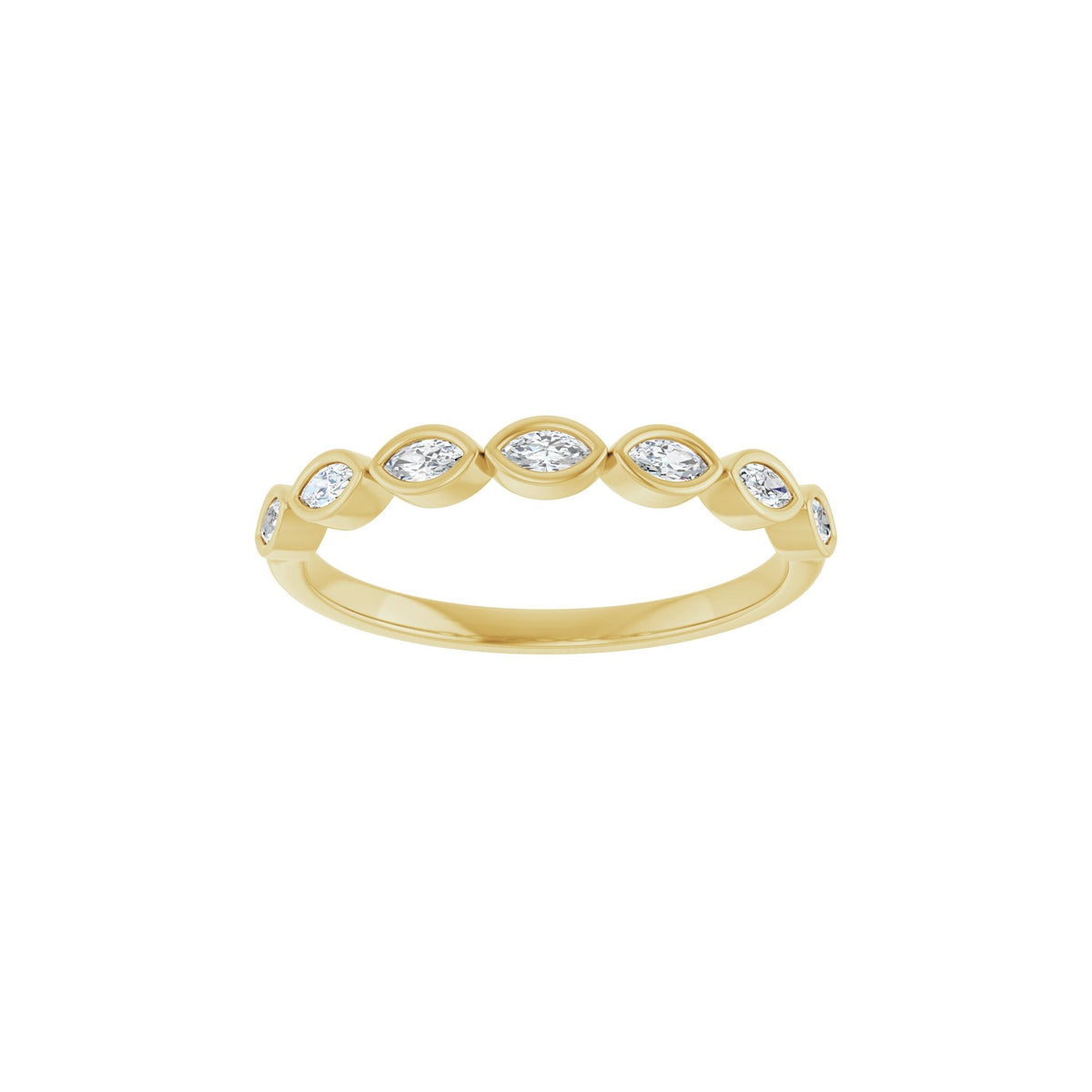 Marquise Lab-Grown Diamond Bezel-Set Half Eternity Band in 14K Gold - 14K Yellow Gold