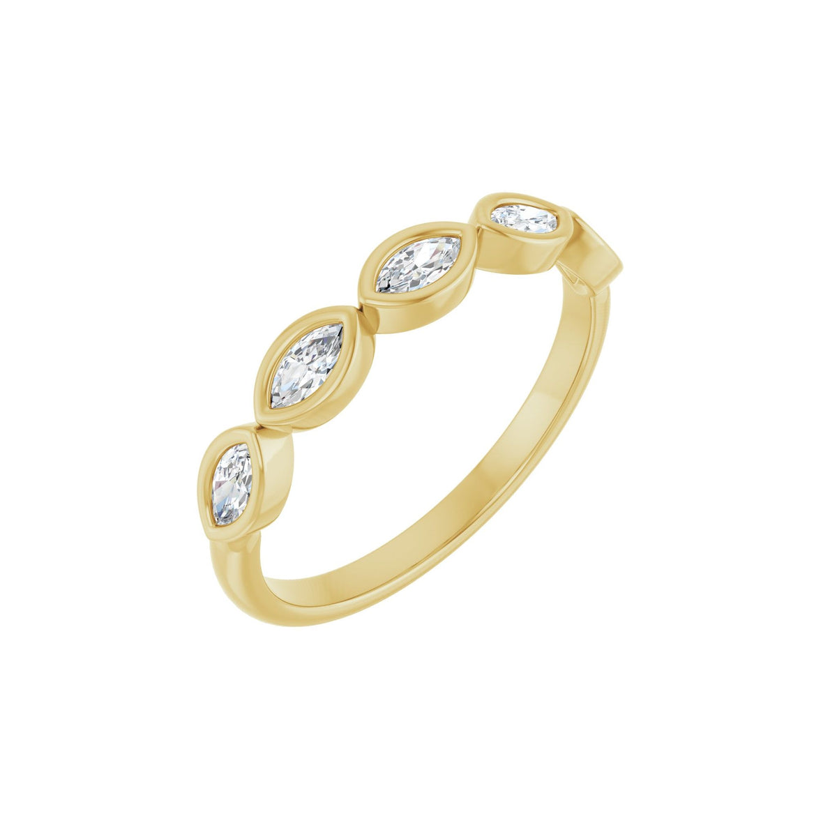 Marquise Lab-Grown Diamond Bezel-Set Half Eternity Band in 14K Gold - 14K Yellow Gold