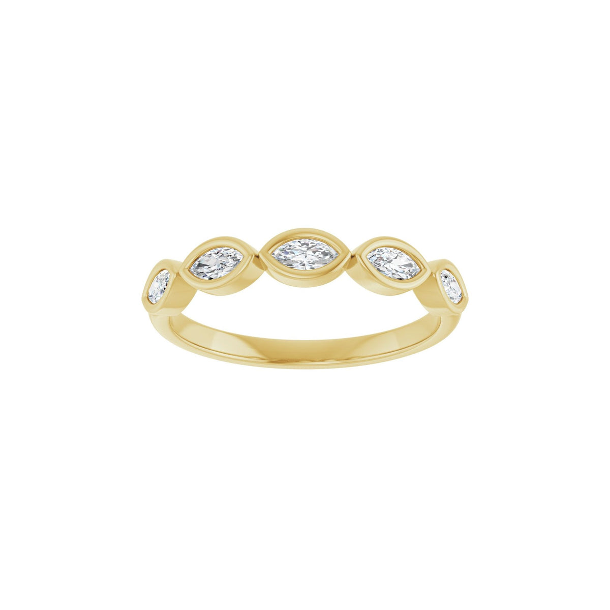 Marquise Lab-Grown Diamond Bezel-Set Half Eternity Band in 14K Gold - 14K Yellow Gold