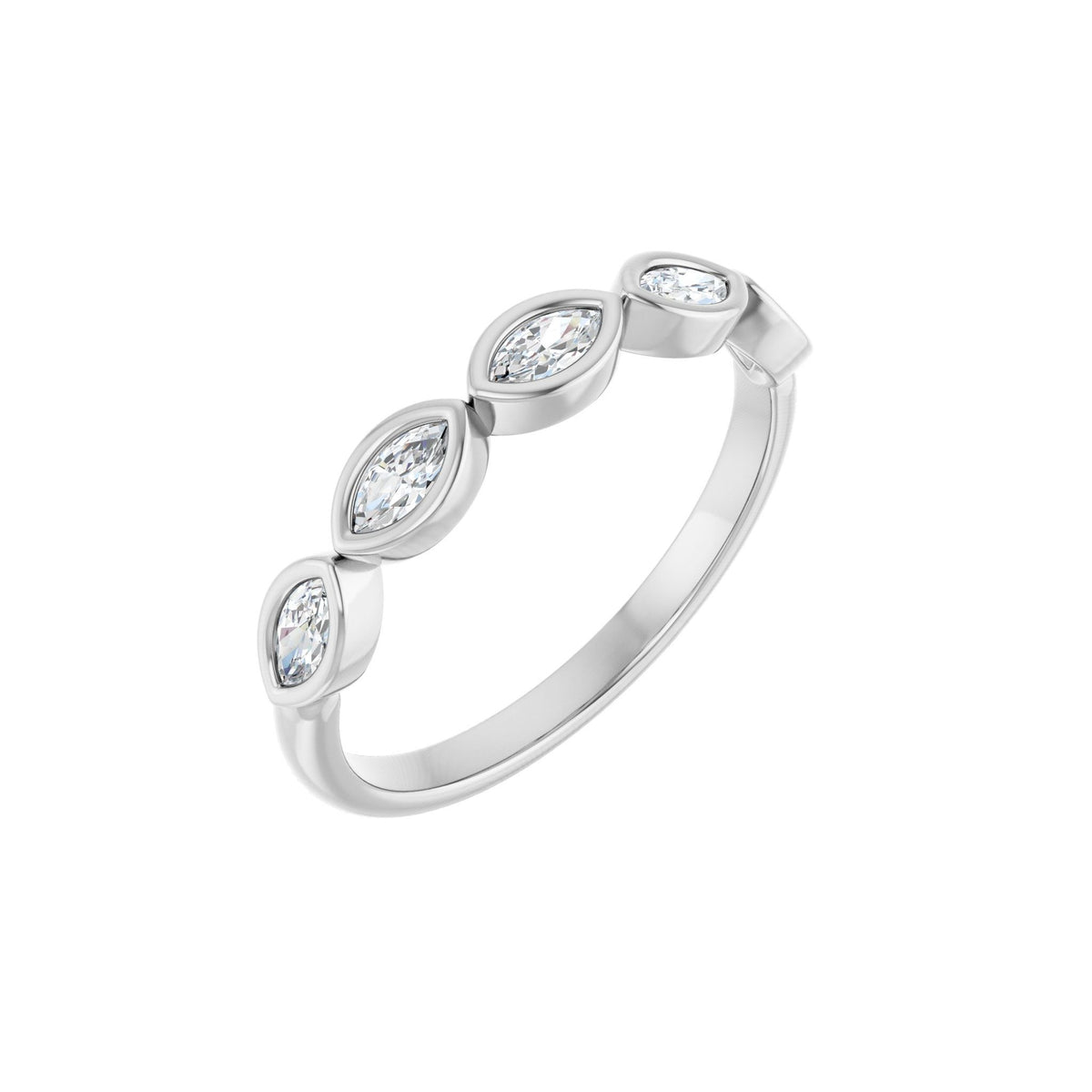 Marquise Lab-Grown Diamond Bezel-Set Half Eternity Band in 14K Gold - 14K White Gold