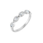 Marquise Lab-Grown Diamond Bezel-Set Half Eternity Band in 14K Gold - 14K White Gold