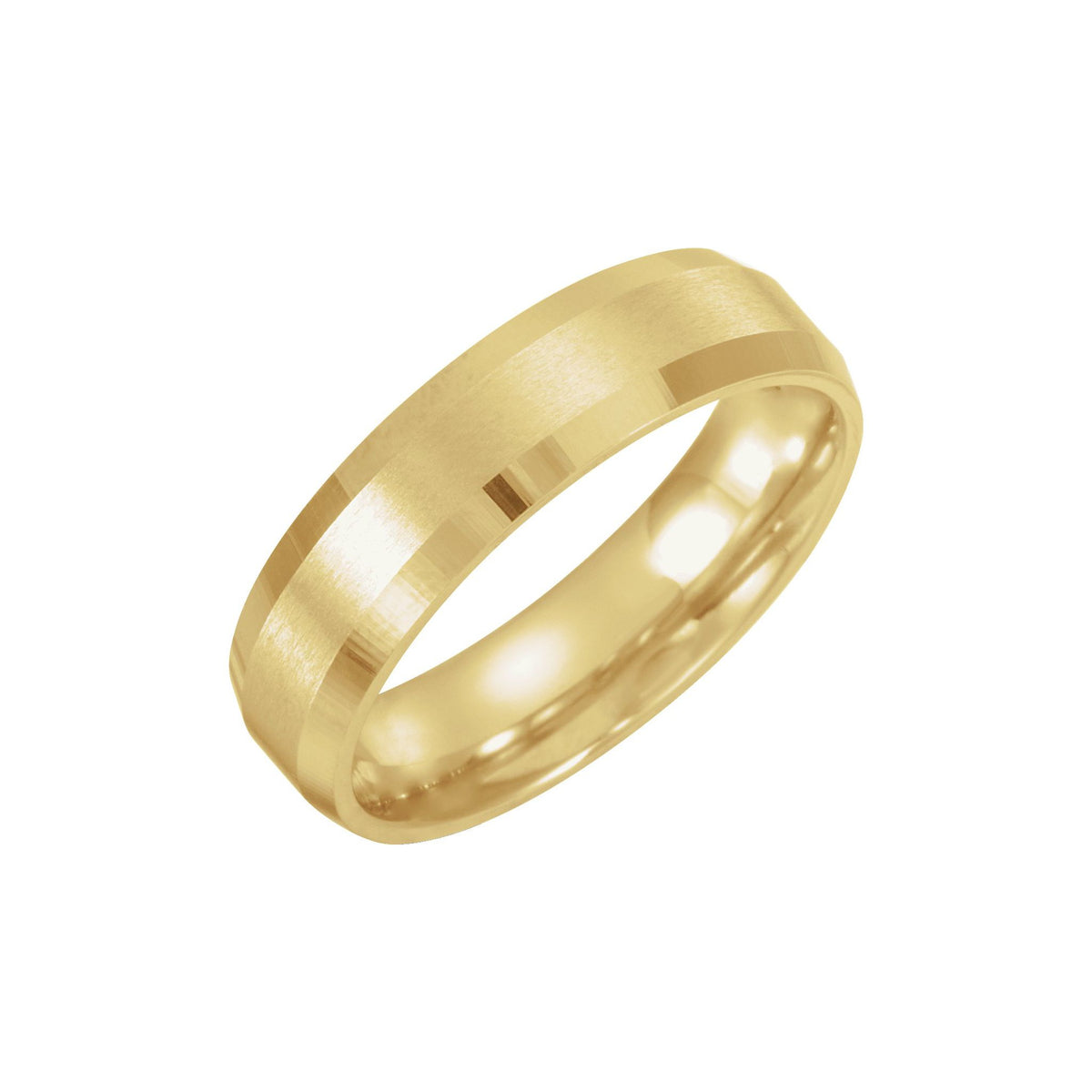 Men's Beveled-Edge Comfort-Fit Flat Band with Satin Finish in 14K & 18K Gold or Platinum - 14K Yellow Gold