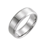 Men's Beveled-Edge Comfort-Fit Flat Band with Satin Finish in 14K & 18K Gold or Platinum - 14K White Gold