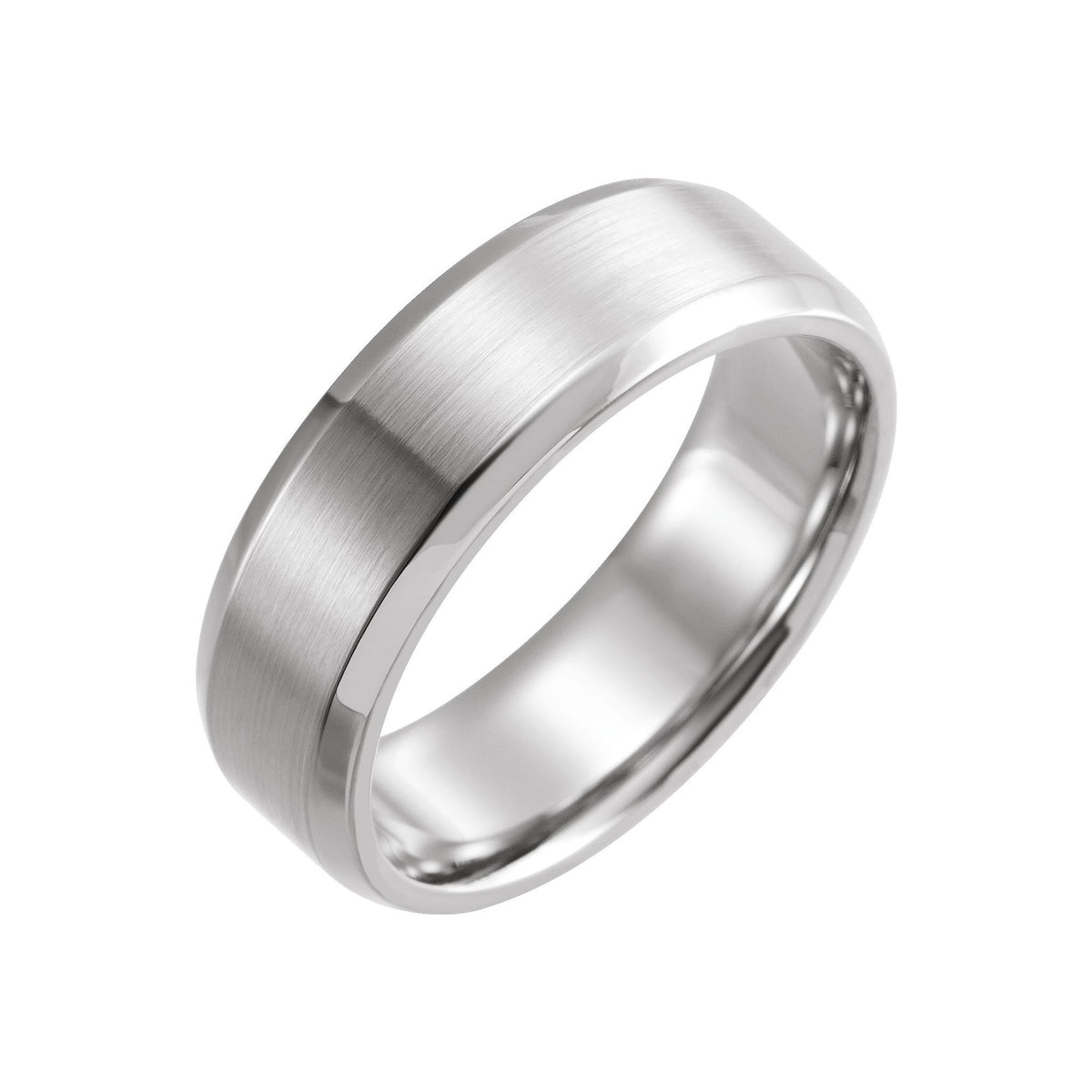 Men's Beveled-Edge Comfort-Fit Flat Band with Satin Finish in 14K & 18K Gold or Platinum - 14K White Gold