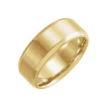 Men's Beveled-Edge Comfort-Fit Flat Band with Satin Finish in 14K & 18K Gold or Platinum - 14K Yellow Gold