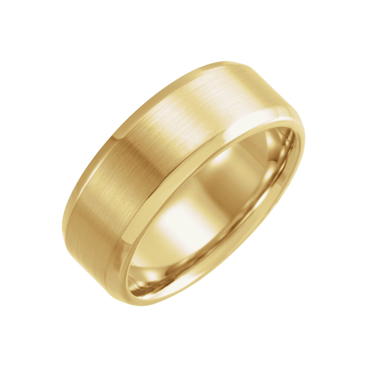 Men's Beveled-Edge Comfort-Fit Flat Band with Satin Finish in 14K & 18K Gold or Platinum - 14K Yellow Gold