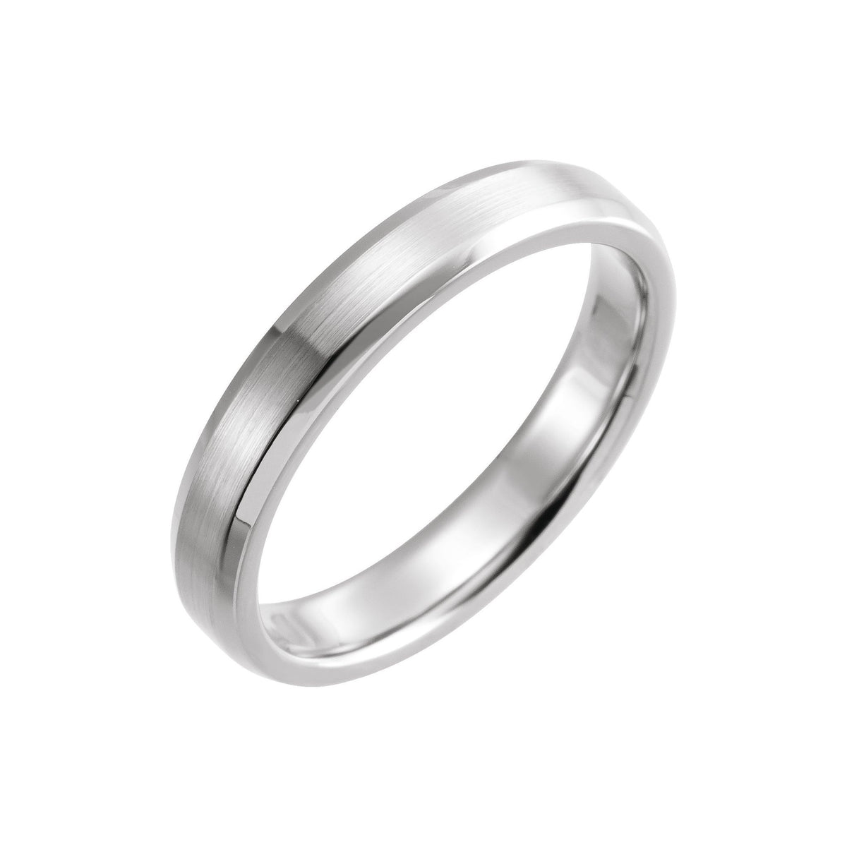 Men's Beveled-Edge Comfort-Fit Flat Band with Satin Finish in 14K & 18K Gold or Platinum - 14K White Gold