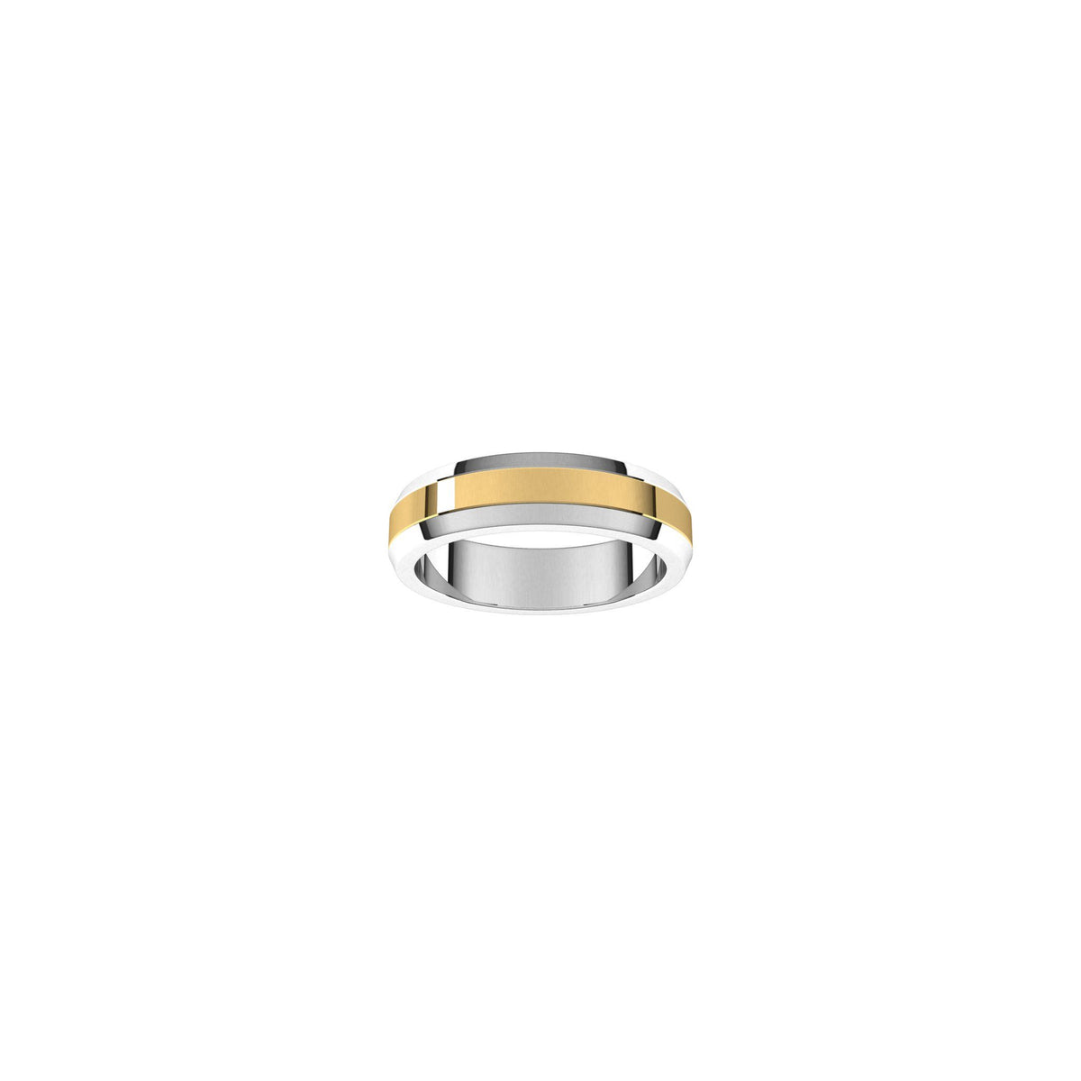 Men's Beveled-Edge Flat Band in 14K Gold - 14K Two-Tone Gold