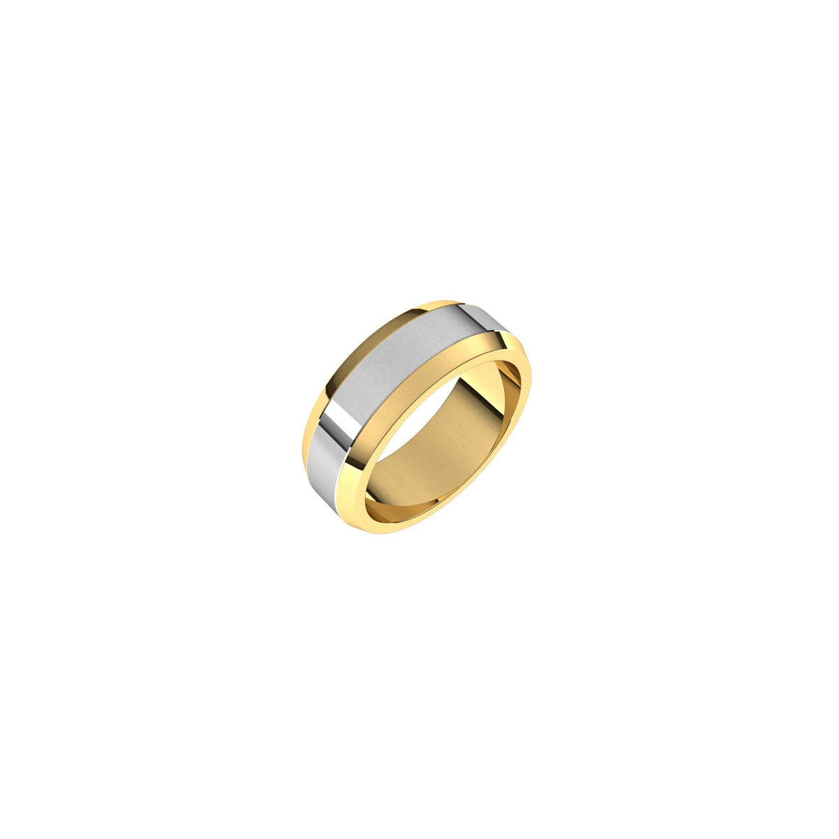 Men's Beveled-Edge Flat Band in 14K Gold - 14K Two-Tone Gold