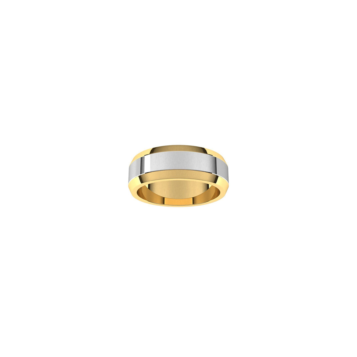 Men's Beveled-Edge Flat Band in 14K Gold - 14K Two-Tone Gold