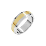 Men's Beveled-Edge Flat Band in 14K Gold - 14K Two-Tone Gold