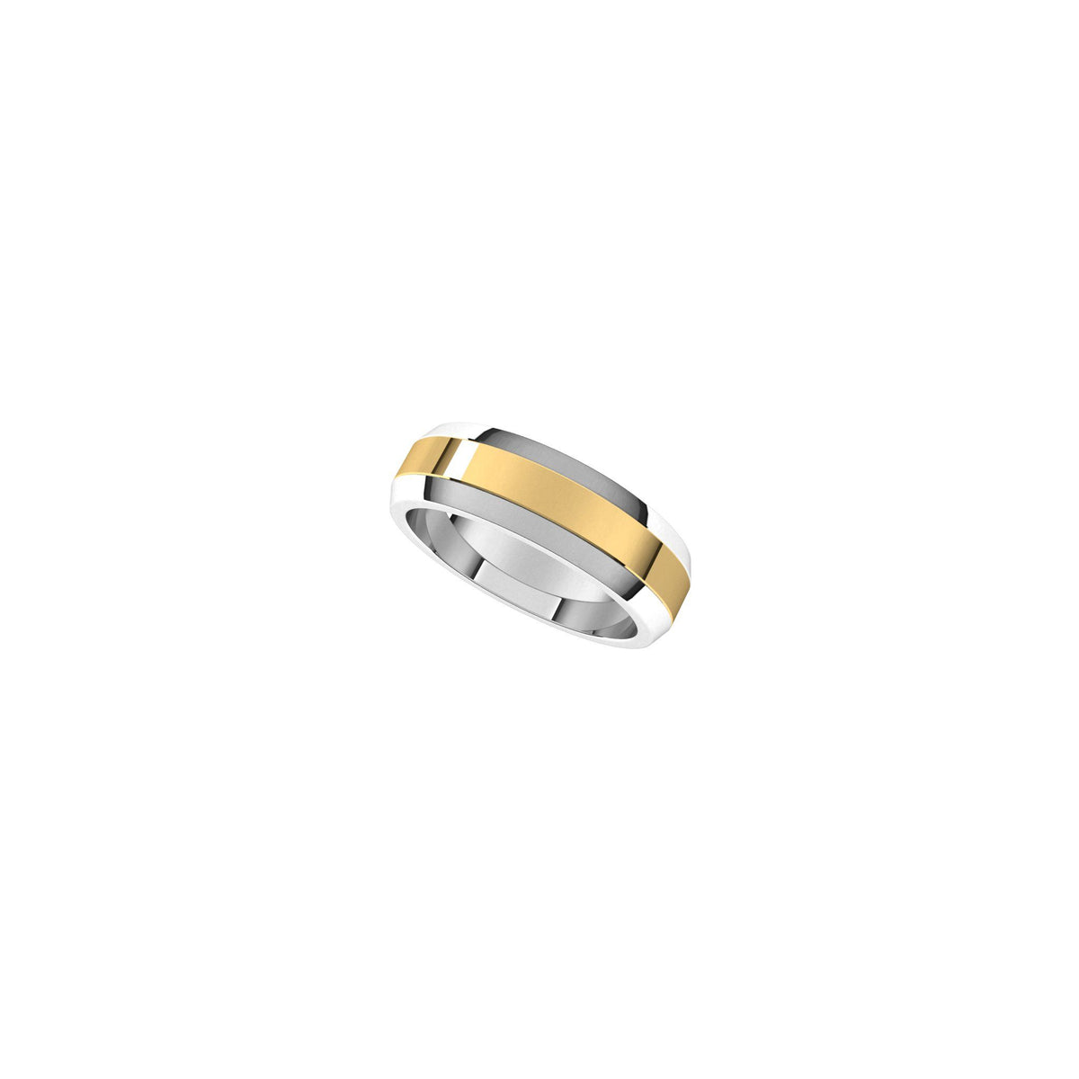 Men's Beveled-Edge Flat Band in 14K Gold - 14K Two-Tone Gold