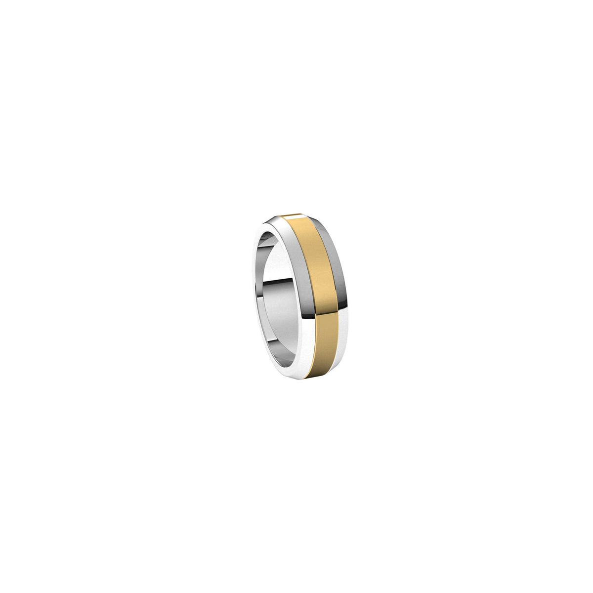 Men's Beveled-Edge Flat Band in 14K Gold - 14K Two-Tone Gold