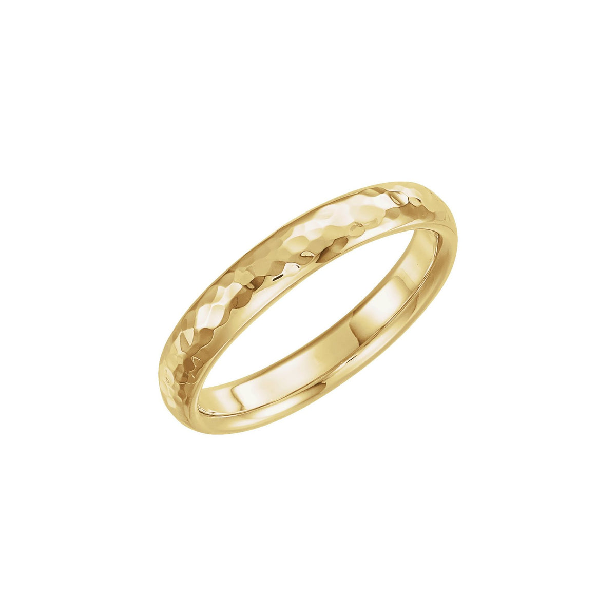 Men's Comfort-Fit Half Round Band with Hammer Finish in 14K & 18K Gold - 14K Yellow Gold