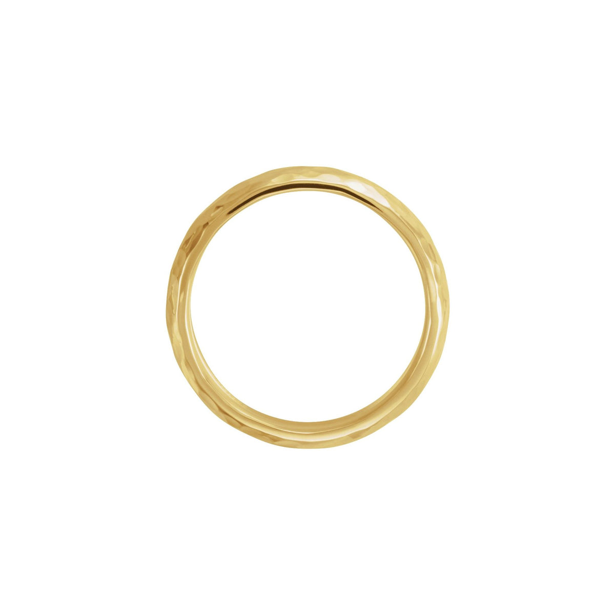 Men's Comfort-Fit Half Round Band with Hammer Finish in 14K & 18K Gold - 14K Yellow Gold