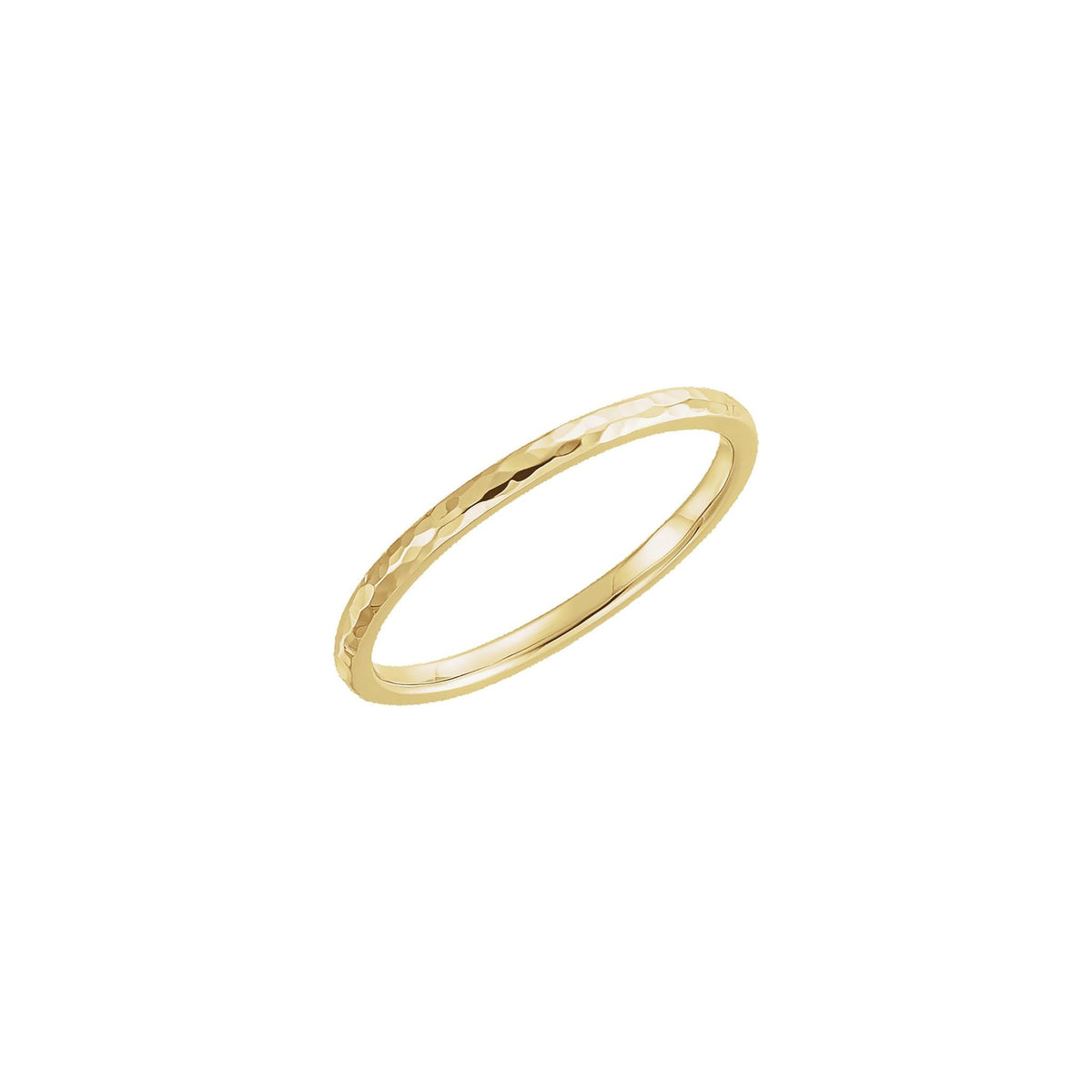 Men's Comfort-Fit Half Round Band with Hammer Finish in 14K & 18K Gold - 14K Yellow Gold
