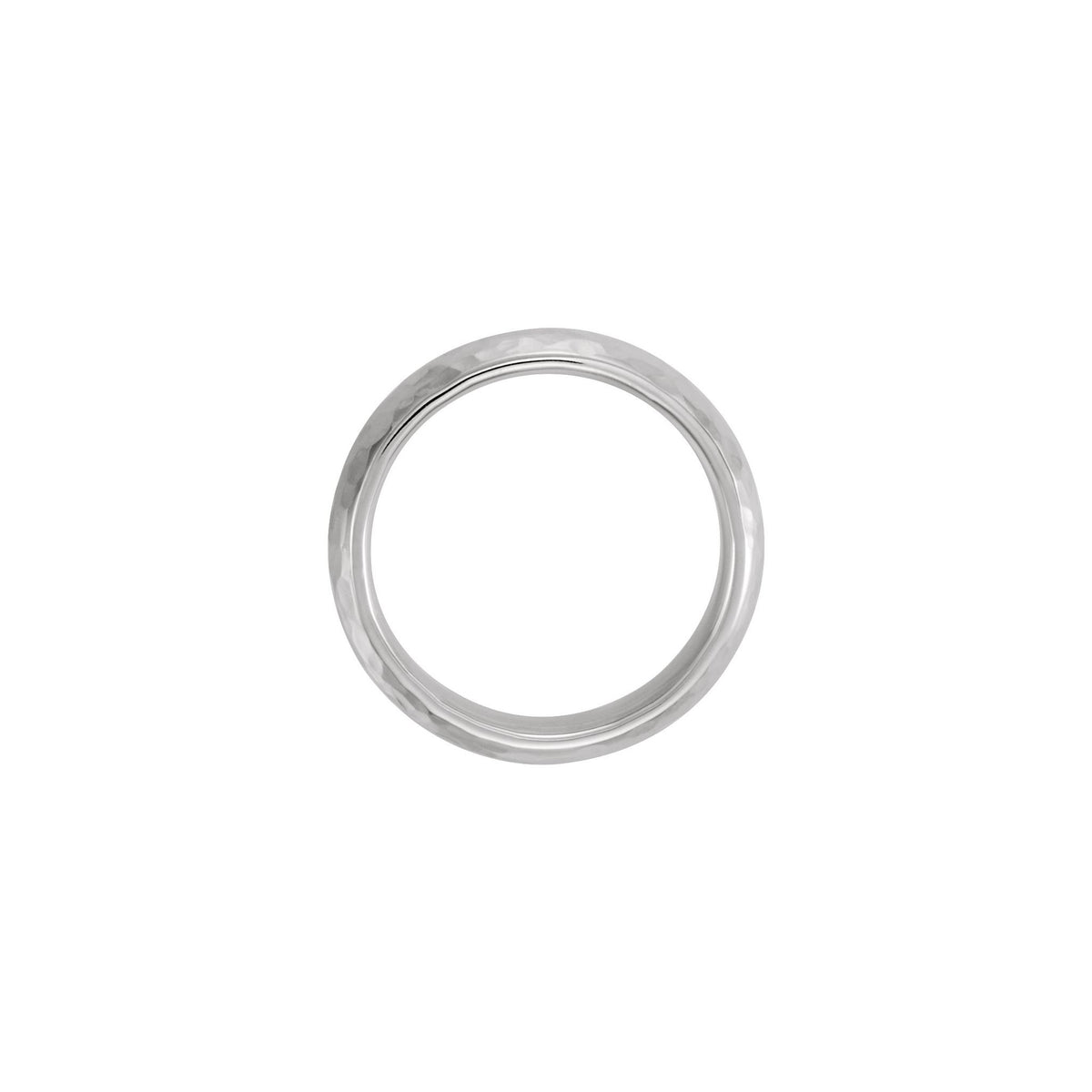 Men's Comfort-Fit Half Round Band with Hammer Finish in 14K & 18K Gold - 14K White Gold