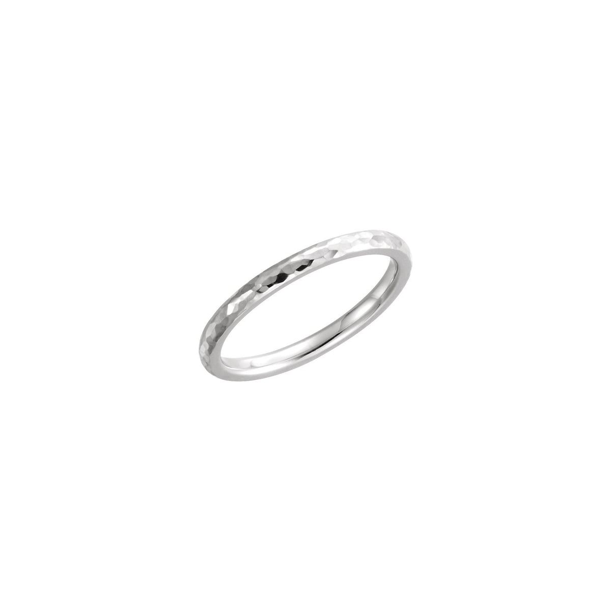 Men's Comfort-Fit Half Round Band with Hammer Finish in 14K & 18K Gold - 14K White Gold