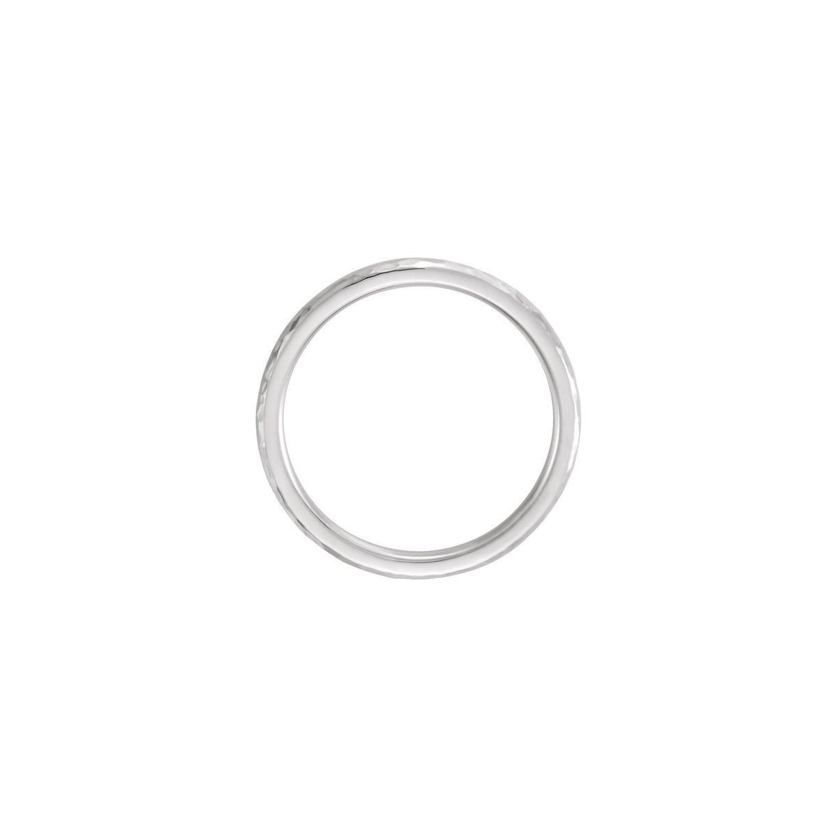 Men's Comfort-Fit Half Round Band with Hammer Finish in 14K & 18K Gold - 14K White Gold