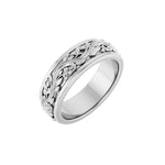 Men's Floral Inlay Flat Band in 14K Gold - 14K White Gold
