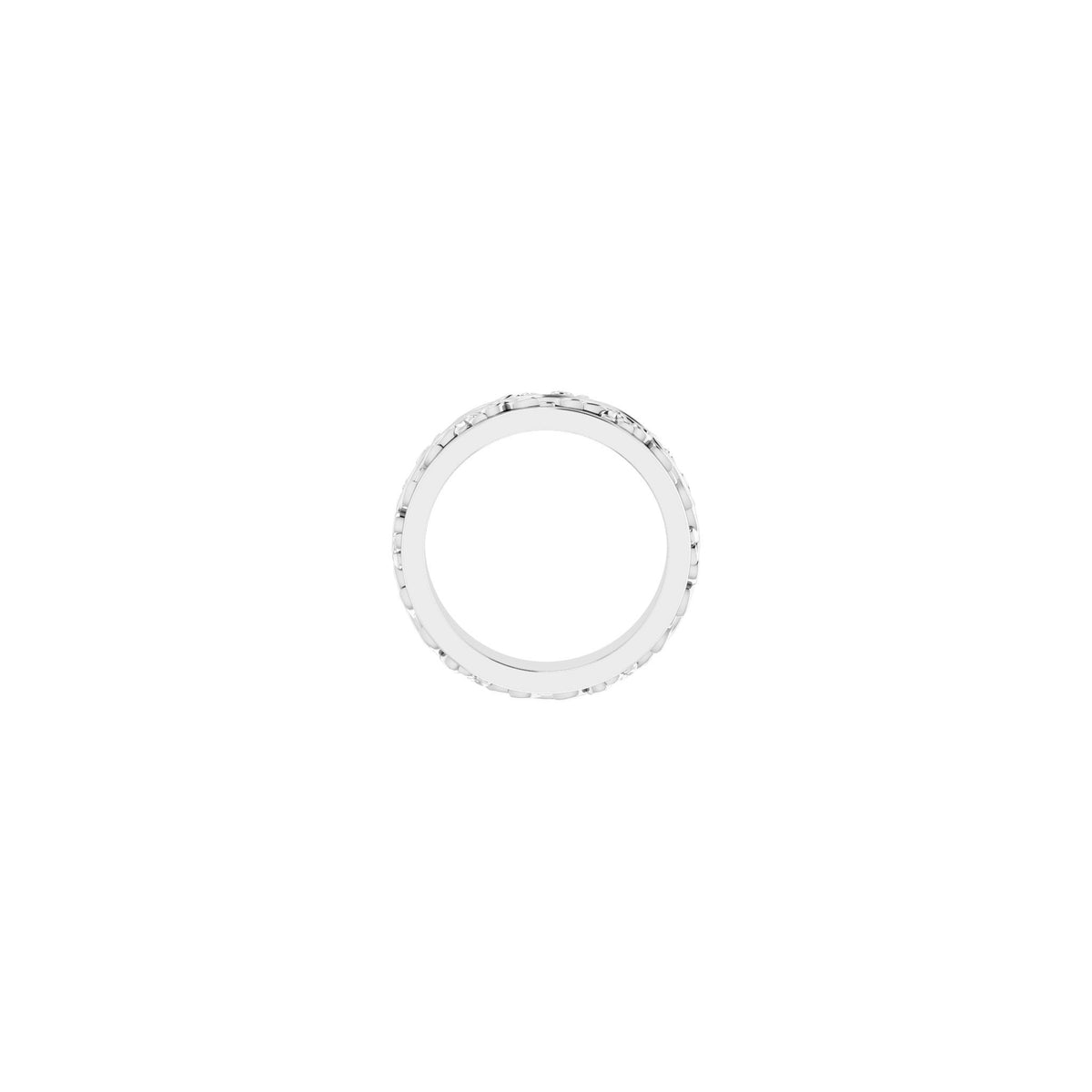 Men's Floral Inlay Flat Band in 14K Gold - 14K White Gold