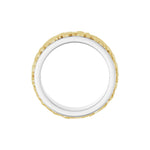Men's Floral Inlay Flat Band in 14K Gold - 14K Two-Tone Gold