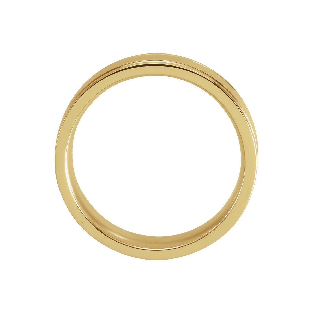 Men's Grooved Comfort-Fit Flat Band in 14K Gold or Platinum - 14K Yellow Gold